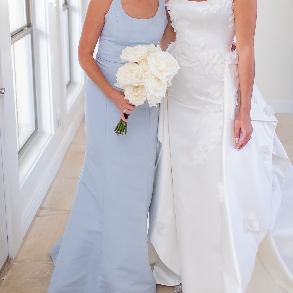 Amsale Powder Blue Sleeveless Bridesmaid Gown